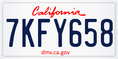 CA license plate 7KFY658