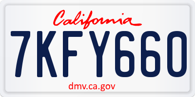 CA license plate 7KFY660
