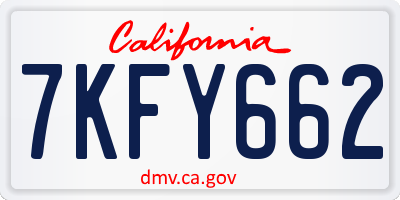 CA license plate 7KFY662