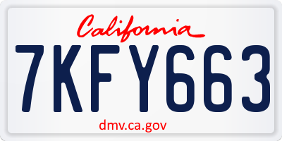 CA license plate 7KFY663