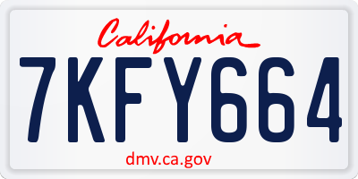 CA license plate 7KFY664
