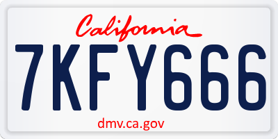 CA license plate 7KFY666