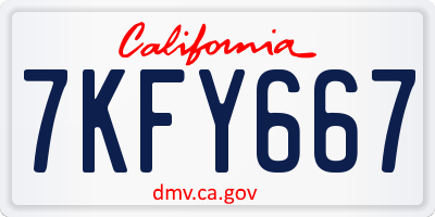 CA license plate 7KFY667