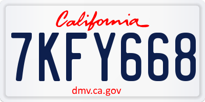 CA license plate 7KFY668