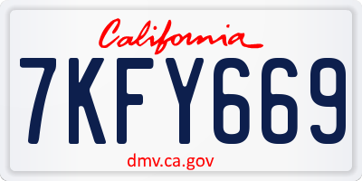 CA license plate 7KFY669