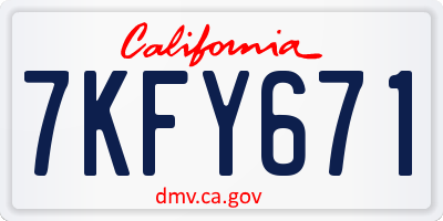CA license plate 7KFY671