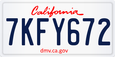 CA license plate 7KFY672