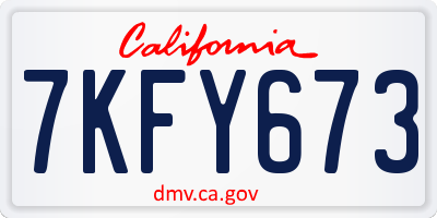 CA license plate 7KFY673