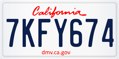 CA license plate 7KFY674