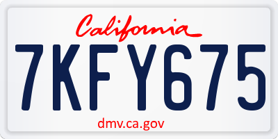 CA license plate 7KFY675