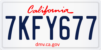 CA license plate 7KFY677