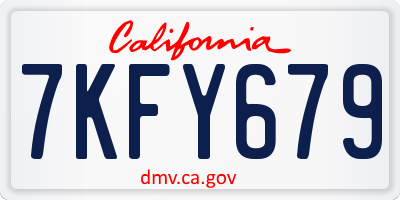 CA license plate 7KFY679