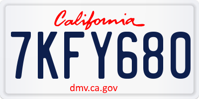 CA license plate 7KFY680