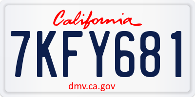 CA license plate 7KFY681