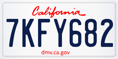 CA license plate 7KFY682