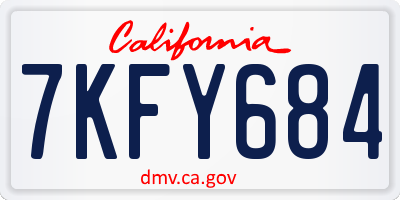 CA license plate 7KFY684