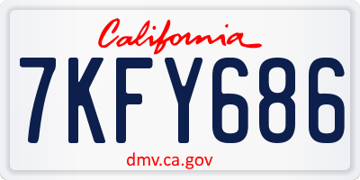 CA license plate 7KFY686