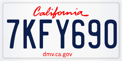 CA license plate 7KFY690