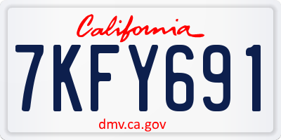 CA license plate 7KFY691