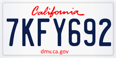 CA license plate 7KFY692