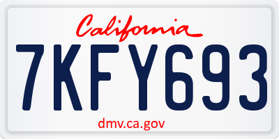 CA license plate 7KFY693