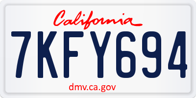 CA license plate 7KFY694