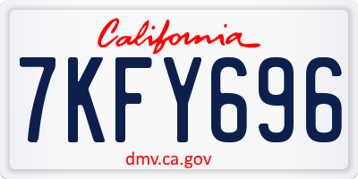 CA license plate 7KFY696