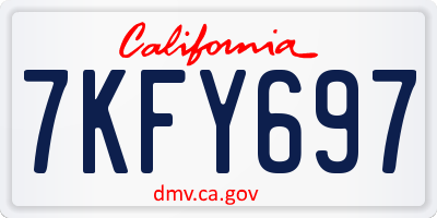 CA license plate 7KFY697