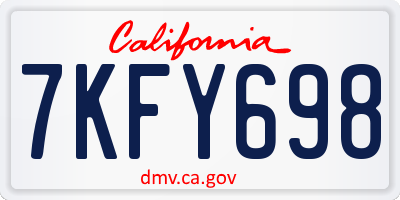 CA license plate 7KFY698
