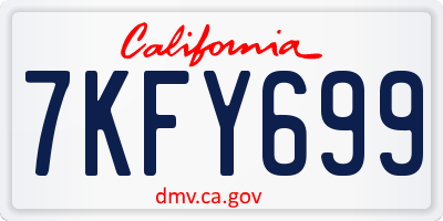CA license plate 7KFY699