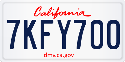 CA license plate 7KFY700