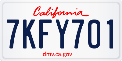 CA license plate 7KFY701