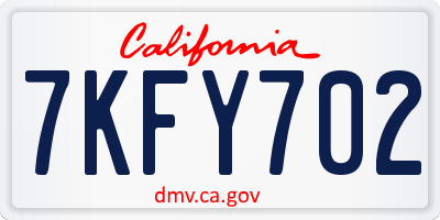 CA license plate 7KFY702