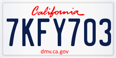 CA license plate 7KFY703