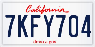 CA license plate 7KFY704