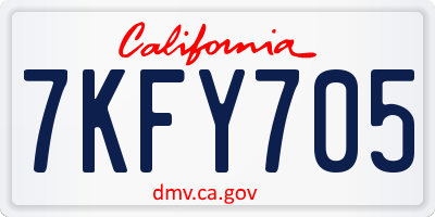 CA license plate 7KFY705