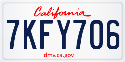 CA license plate 7KFY706