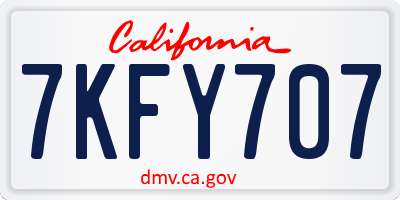 CA license plate 7KFY707