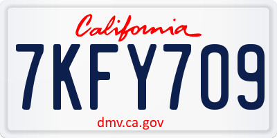 CA license plate 7KFY709