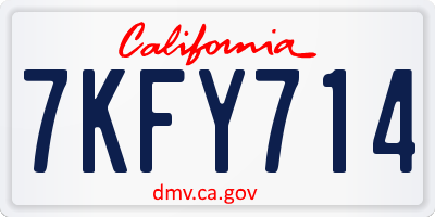 CA license plate 7KFY714