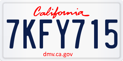 CA license plate 7KFY715