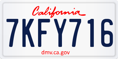 CA license plate 7KFY716