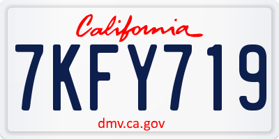 CA license plate 7KFY719