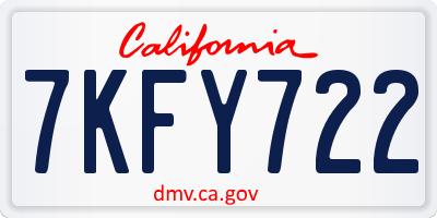 CA license plate 7KFY722