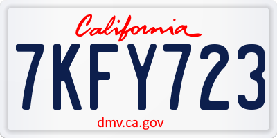 CA license plate 7KFY723