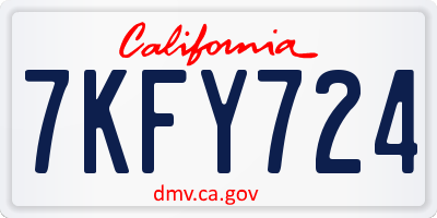CA license plate 7KFY724