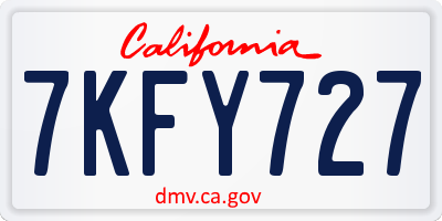 CA license plate 7KFY727