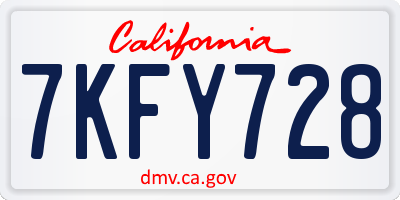 CA license plate 7KFY728