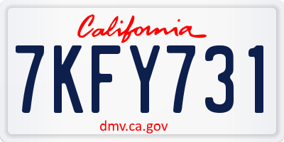 CA license plate 7KFY731