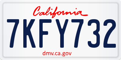 CA license plate 7KFY732